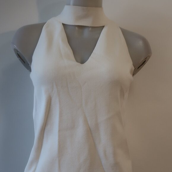 Womens Milly Ivory Mock Neck Keyhole Sleeveless Halter Knit Top S - Picture 4 of 10